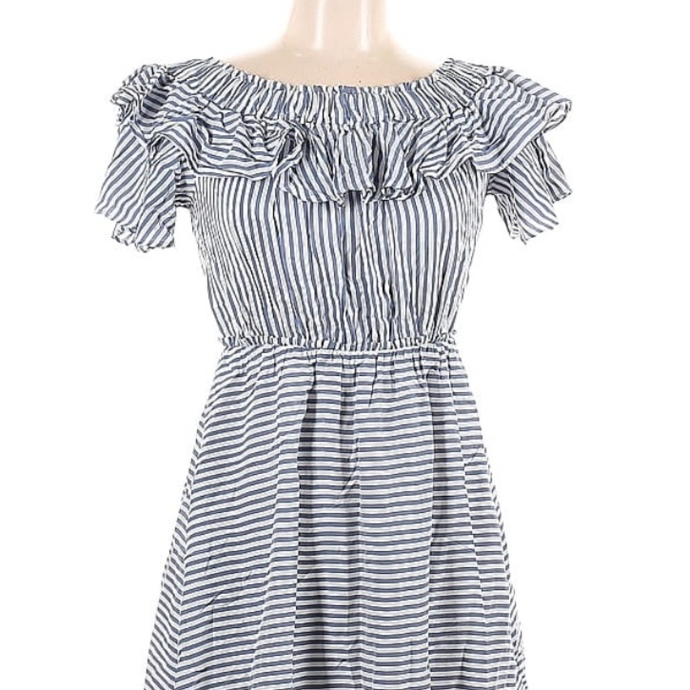 LOFT Striped Dress - Navy and White